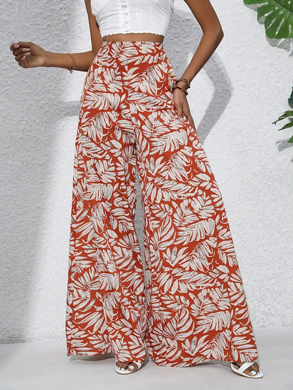 Women Leaf Long Pants Casual Spring/Fall Trousers