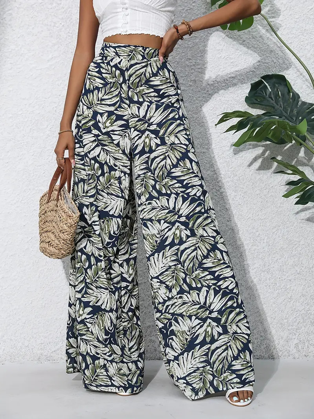 Women Leaf Long Pants Casual Spring/Fall Trousers