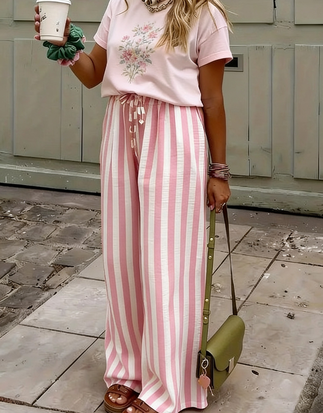 Women Striped Long Pants Casual Spring/Fall Trousers